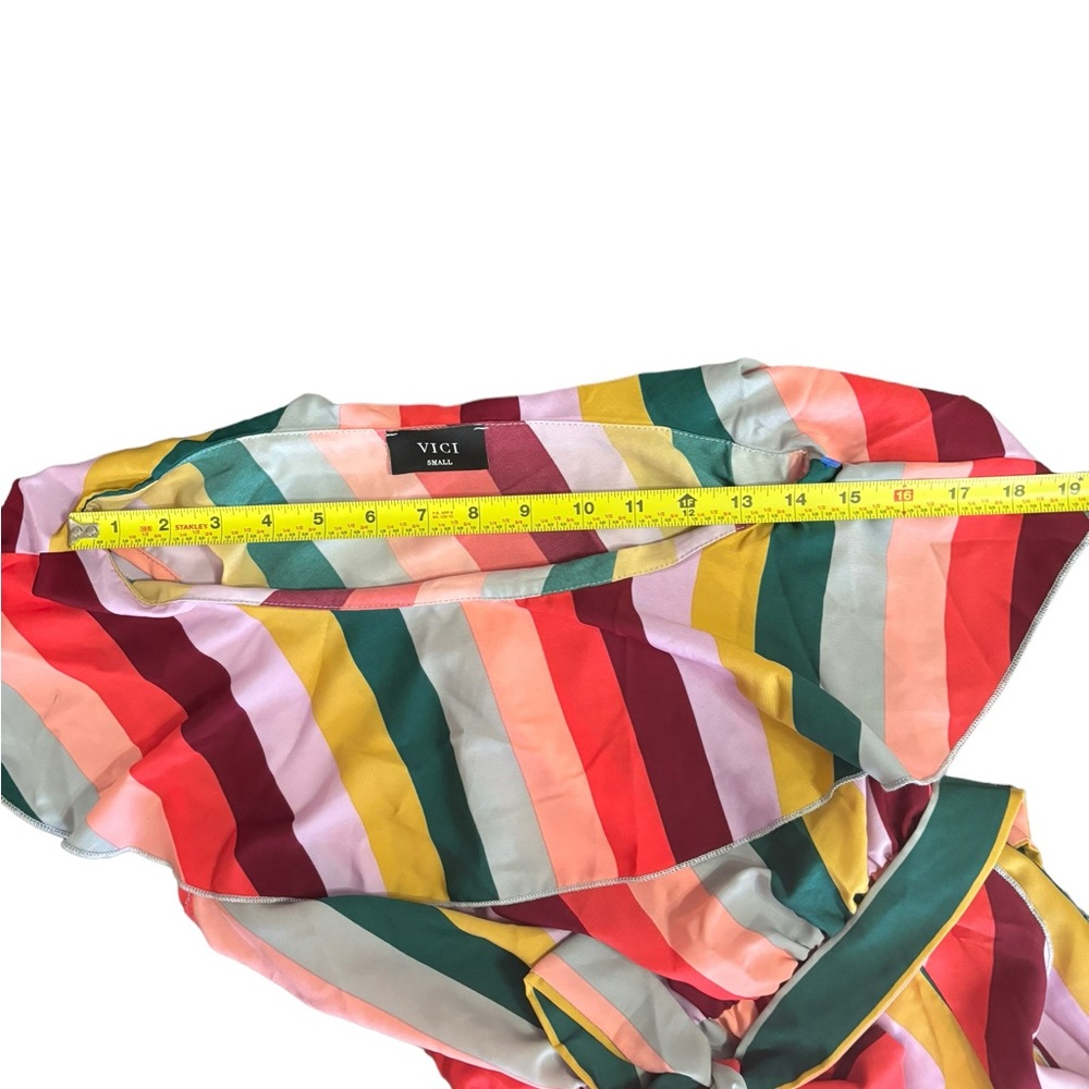 VICI One Shoulder Ruffle Rainbow Midi Dress small - Picture 12 of 16